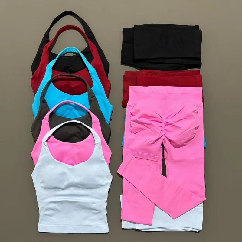 Set Sportivo da Donna in 2 Pezzi, Abbigliamento da Yoga, Completo Fitness, Tuta Sportiva con Top e Leggings da Palestra