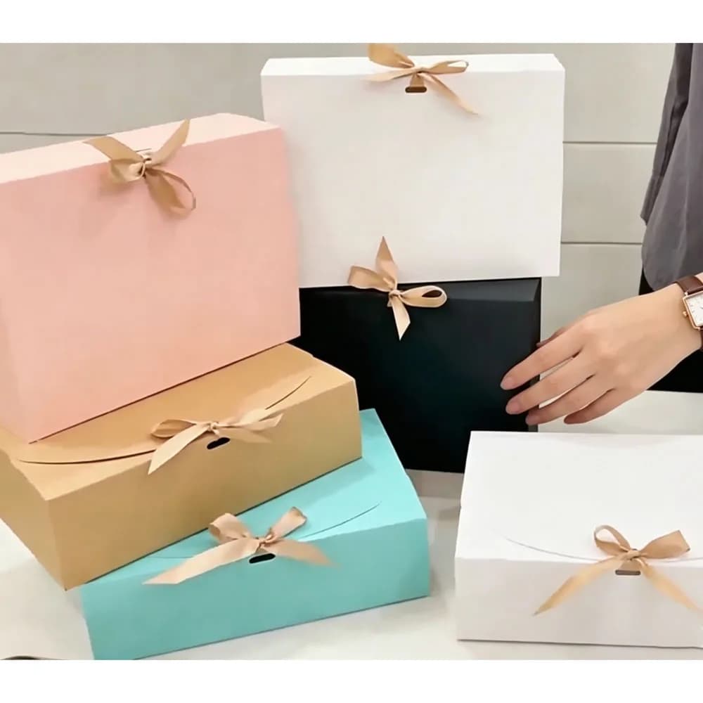 24Pcs Large Space Jewelry Bowknot Storage Box For Marriage Jewelry Bathrobe Brooch Necklace Skincare Cosmetic Nut Paper Lid Case