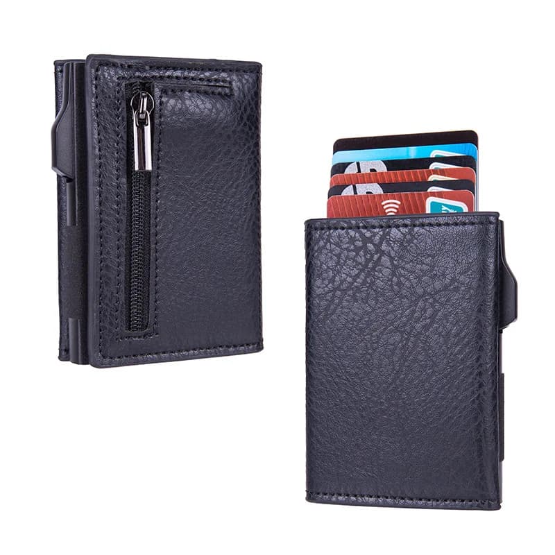 Portafoglio da uomo con porta carte di credito RFID, scomparto per monete e scomparto per banconote