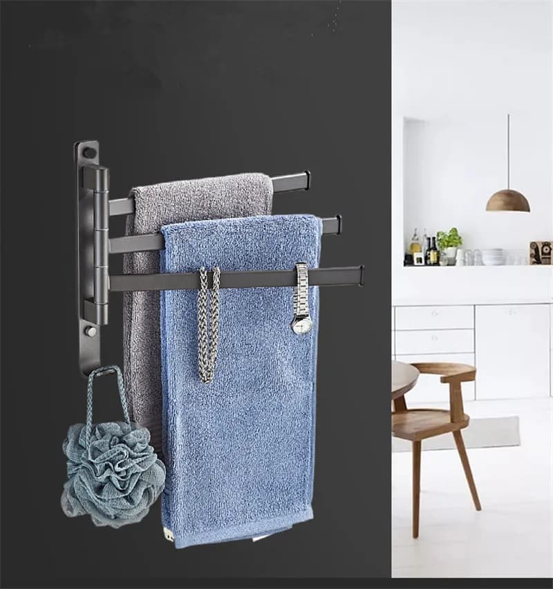 Tuqiu Portasciugamani girevole grigio 2-4 barre Portasciugamani pieghevole da parete Portasciugamani da bagno Portasciugamani da bagno in alluminio