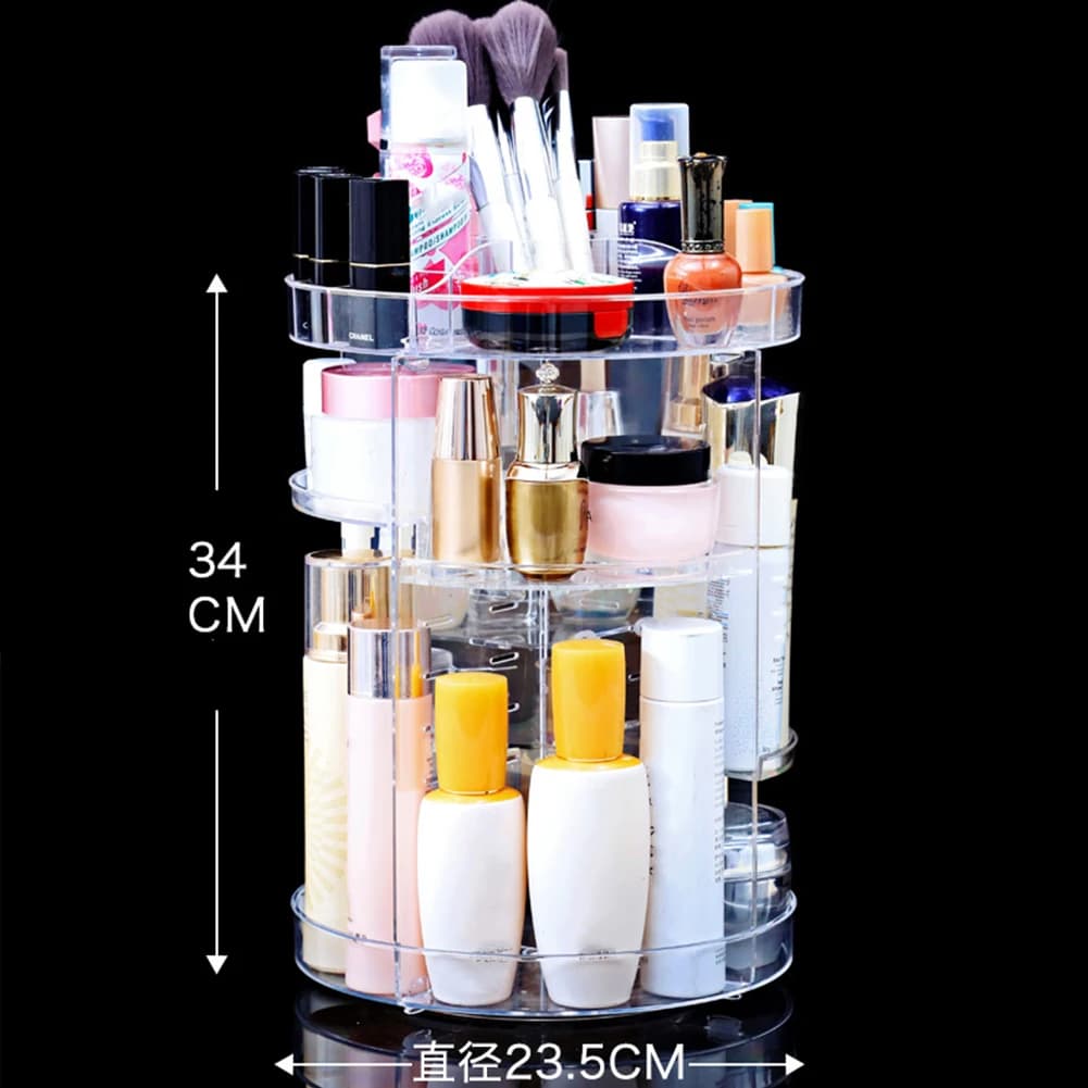 Porta Cosmetici Girevole a 360 Gradi, Organizzatore Rotante, Scatola Contenitore Trasparente per Rossetti e Prodotti Skincare