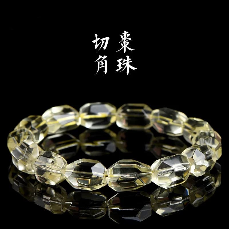 Bracciale con perline sfaccettate trasparenti al quarzo citrino giallo naturale 12x8mm Donna Uomo Perline citrino Cristallo 10mm 11mm 12mm 13mm AAAAA