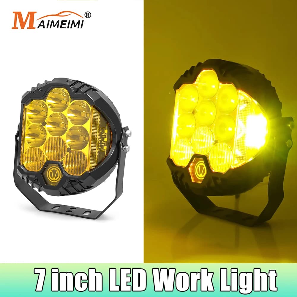 7 inch 90W Running Lights For Off Road Driving Lamp Side Shooter LED Light Headlights Spotlight DRL For Lada ATV Jeep Wrangler