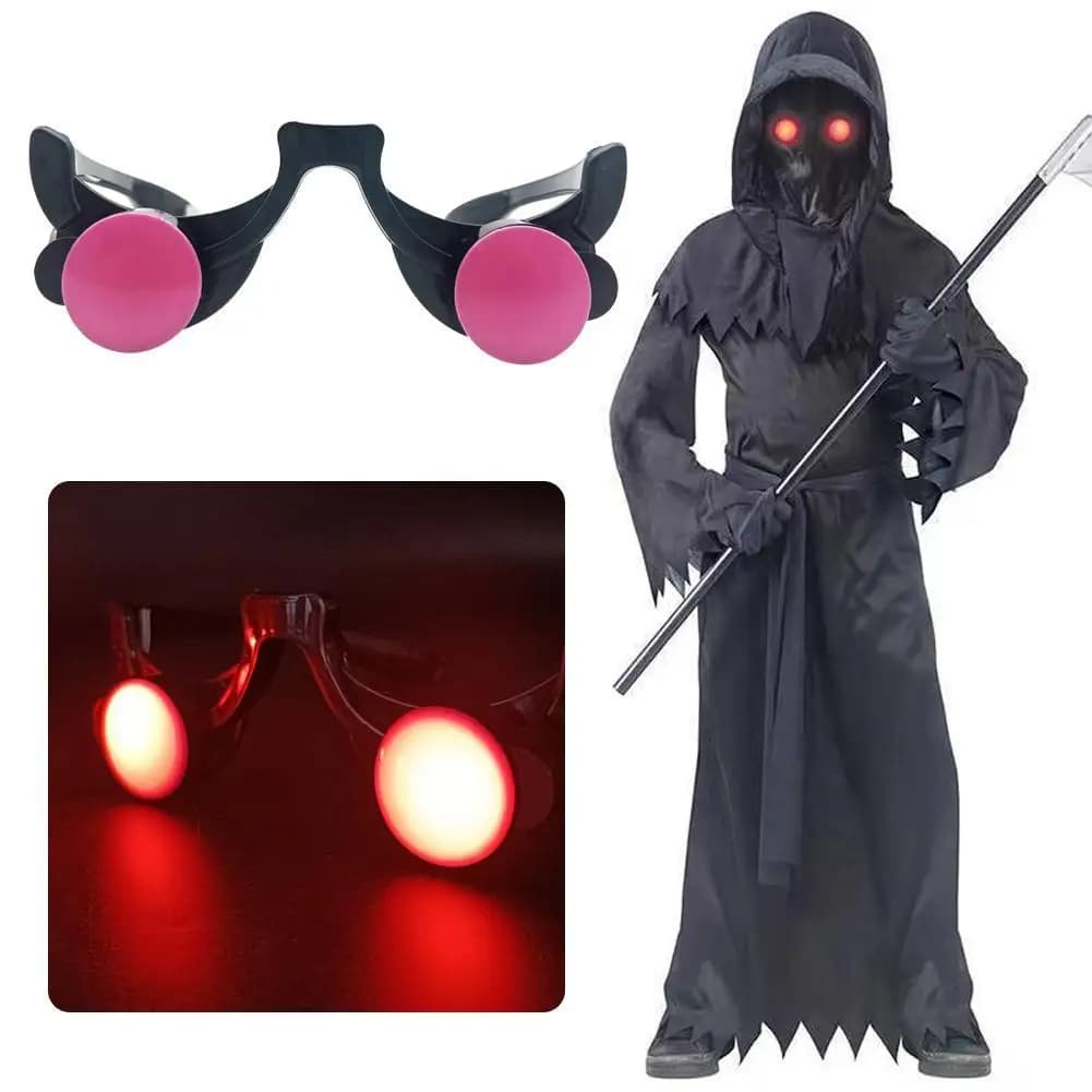 LED Luminous Glow Glasses Funny Red Eyes Kids Halloween Clown Cosplay Anime Accessories Party Prop Carnival Masquerade Glasses
