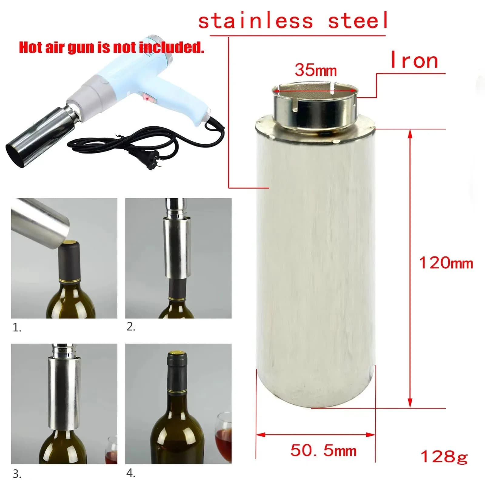 PVC wine cap heat shrink cap sealing machine red wine heat shrink cap sealer wine hot air gun air nozzle