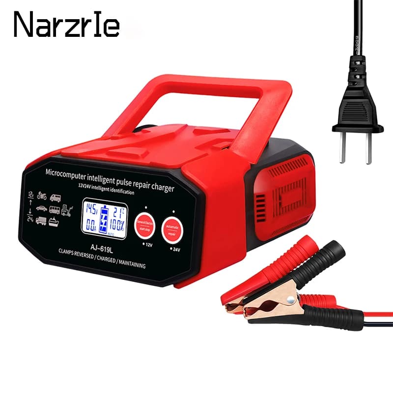Car Charger 400W 12/24V Eu-Plug Pulse Repair LCD Fast Recharge LCD Digital LCD Display Dry Lead Wet