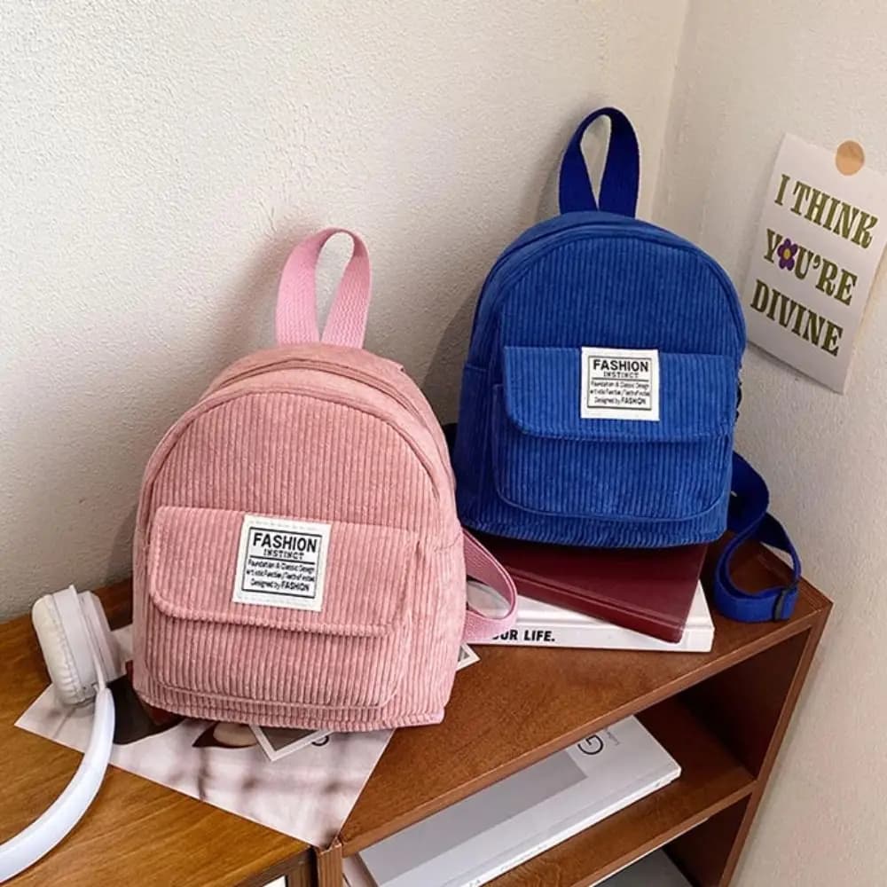Borse per telefono casual Zaino in velluto a coste Borsa stile coreano Mini borse a tracolla Zaino in tinta unita Borse da scuola per donna Viaggi
