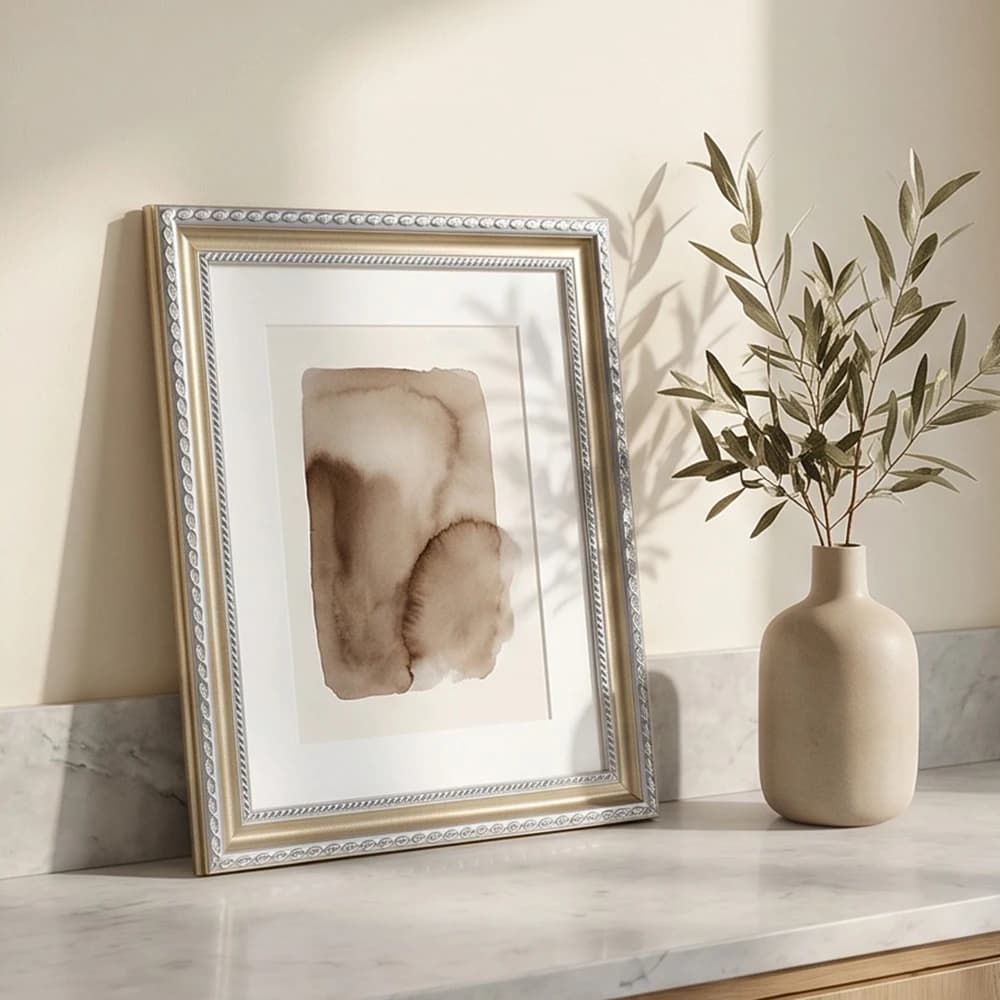 2 Pack Antique Two-Tone Silver Gold Picture Frames With Mat Ornate Rope Molding Photo Frame For Wall Desk Display 8×10in-A4cm