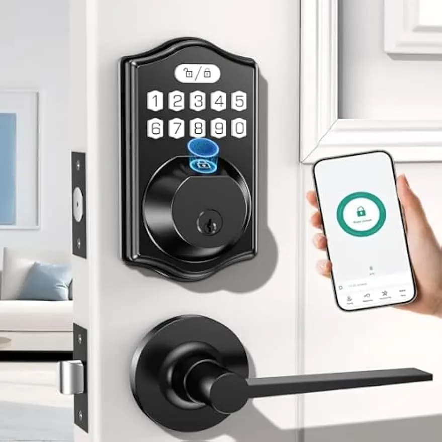 Serratura intelligente per impronte digitali con tastiera, serratura automatica e controllo tramite app - Installazione semplice per le porte anteriori