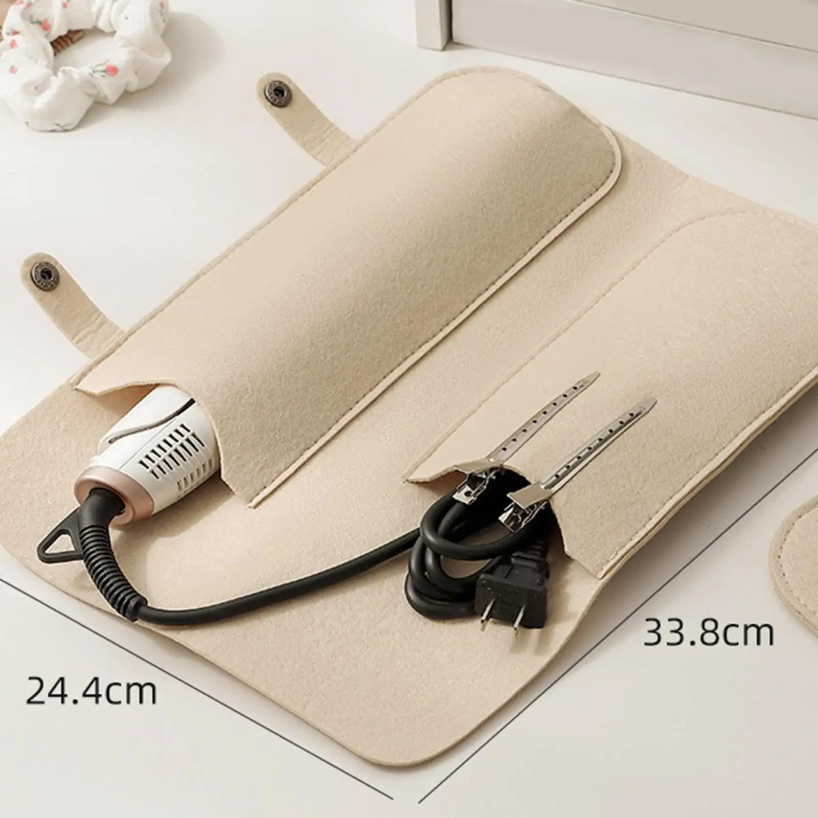 Borsa da Viaggio per Styling Capelli, Organizer per Ferro Arricciacapelli, Tappetino per Ferro Arricciacapelli, Custodia per Piastra per Capelli per Viaggi di Lavoro e Casa