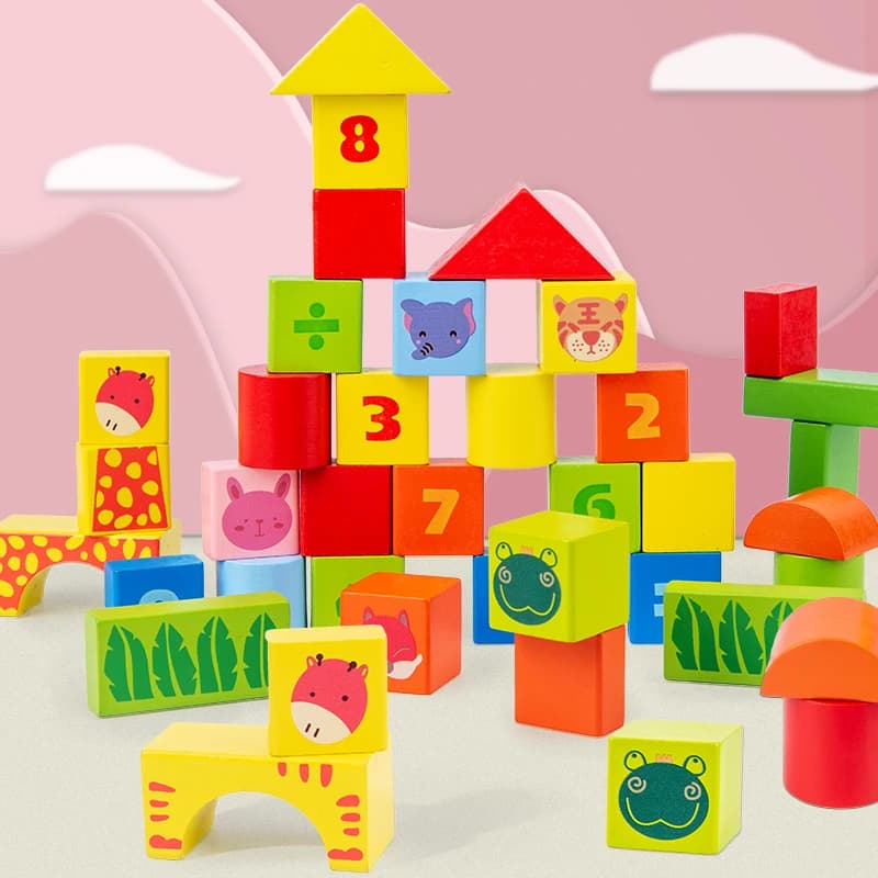 Set di blocchi di costruzione in legno Rompicapo intelligente per l'apprendimento precoce per ragazzi e ragazze Blocchi di costruzione assemblati per l'illuminazione dei bambini