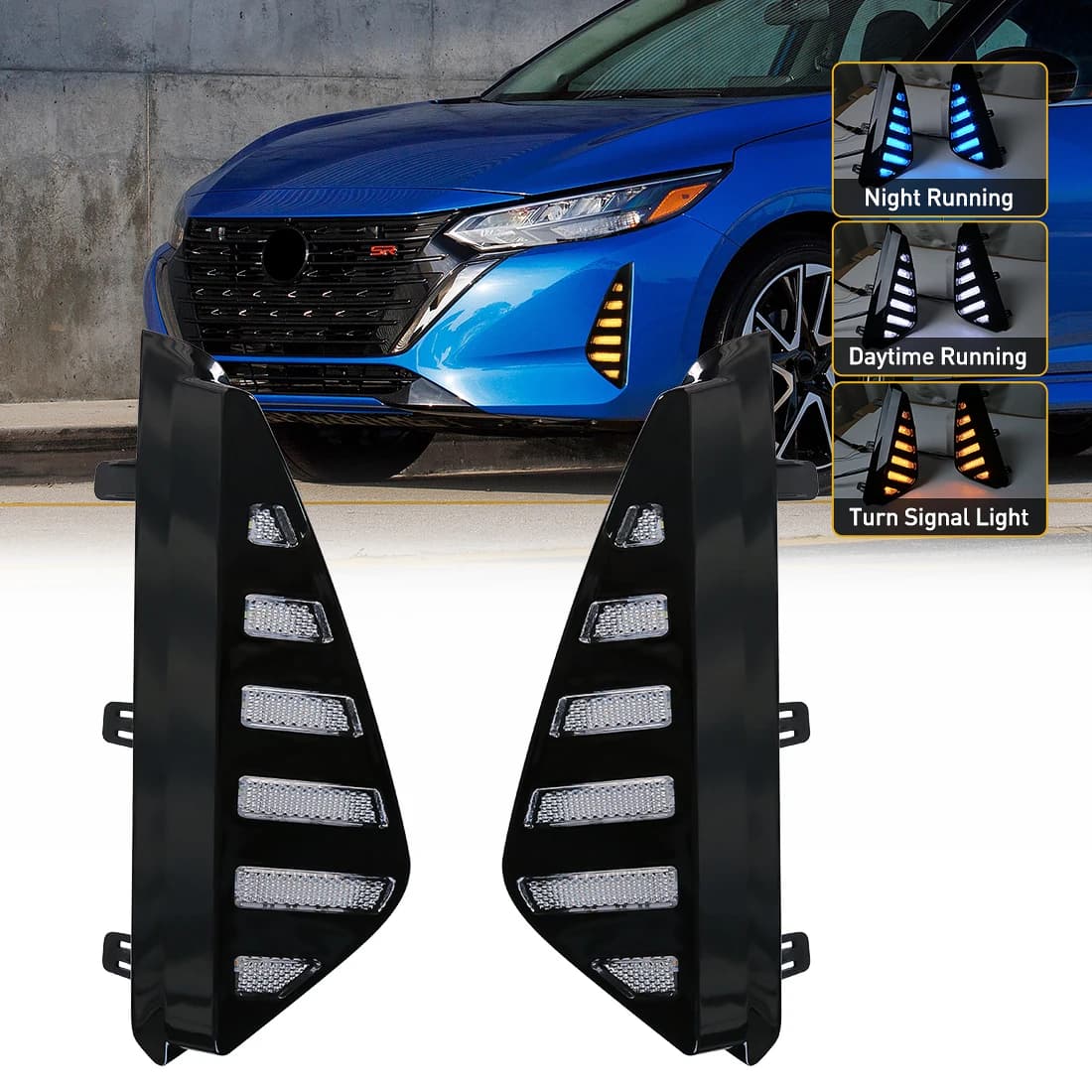 Per Nissan Sentra Sylphy 2023 2024 Luci diurne LED DRL Indicatori di direzione Fendinebbia Luci diurna 3 colori Accessori auto 12V