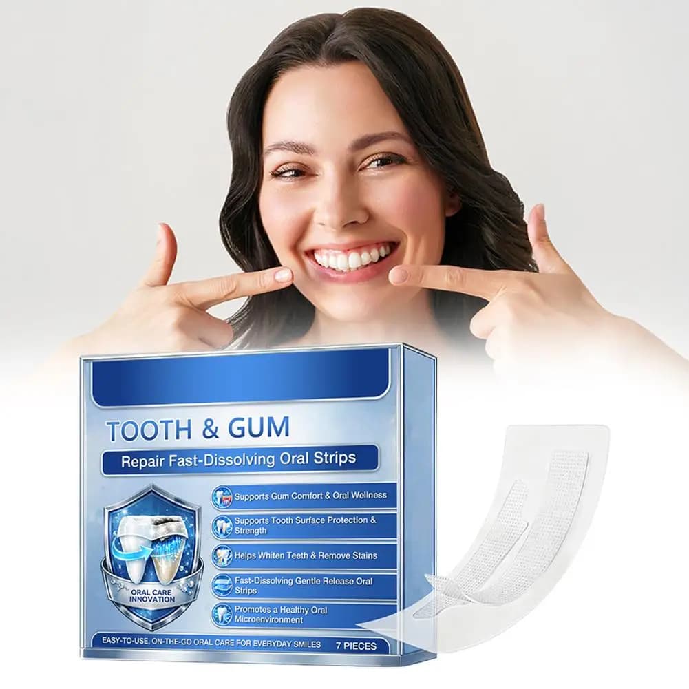 Strisce Orale a Dissoluzione Rapida per Riparazione Gengive e Denti, 7 Pezzi, Sbiancano i Denti, Rimuovono le Macchie, Patch per Benessere Orale, Strisce Innovative per Cura Orale