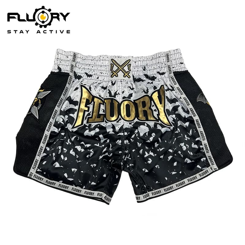 Floury Gradient Bat Embroidery Boxing Shorts Sporty Fitness Running Training Gym Workout Sweatpants for Men Women Boxing Shorts