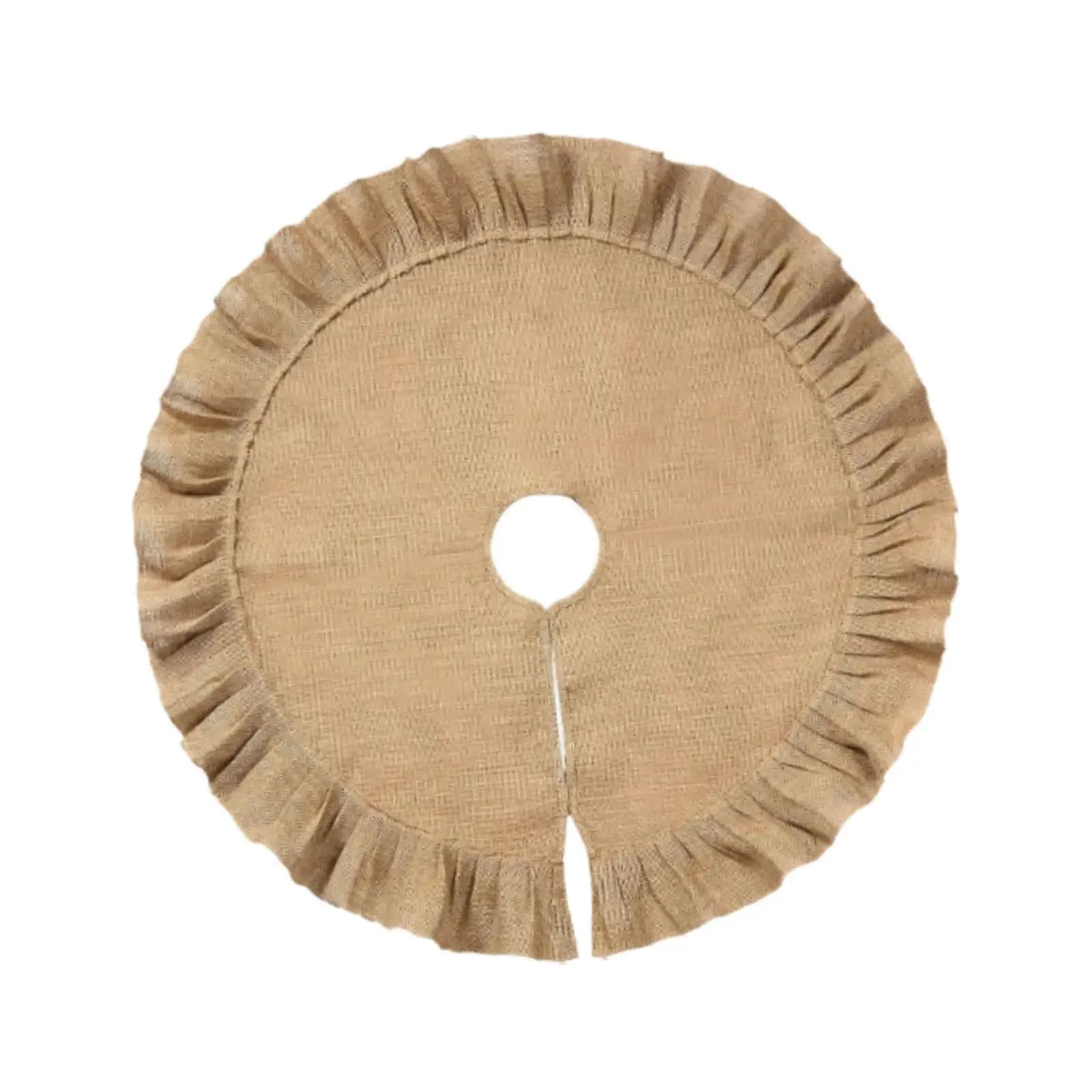 Tree Skirt Decorations Burlap Mat Rustic Round Cover for Family Christmas Party Indoor Room Decor