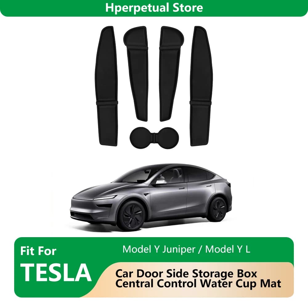 Set di 5 Contenitori Laterali per Porta e Portabicchieri per Tesla Model Y Juniper Model L 2025 2026, Organizer per Maniglie Anteriori e Posteriori, Accessori Auto