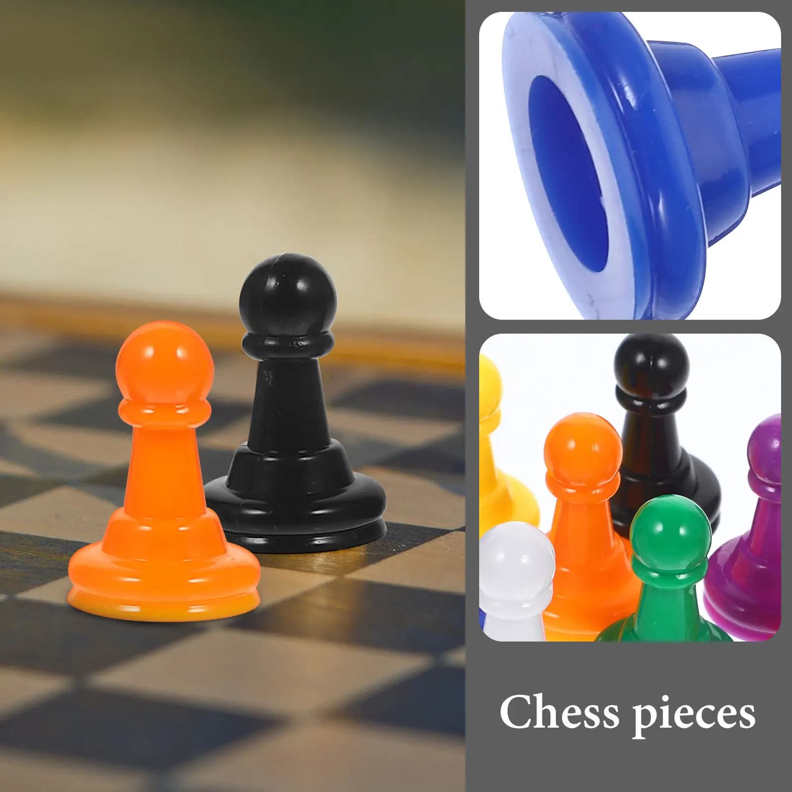 Set di 32 Pezzi degli Scacchi in Plastica di Precisione, Multicolore Vivace, per Giochi da Tavolo e Sviluppo Cognitivo
