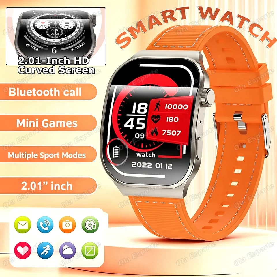Nuovo Smartwatch con Schermo Curvo 2026, Chiamate Bluetooth, Monitoraggio Salute 24/7, Tracciamento Multi-Sport, Impermeabile per Esterni HW12