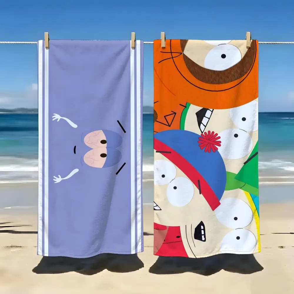 Asciugamano da spiaggia Cartoon S-South P-Park, ideale per viaggi, palestra, doccia, lusso, leggero, per campeggio e piscina.