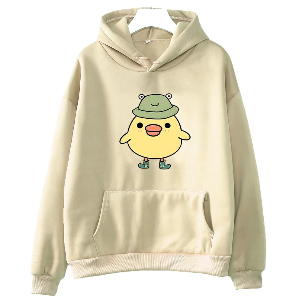 Cute Frog Hat Duck Graphic Hoodie Women/men Casual Sweatshirt Autumn Fleece Clothing Kawaii Cartoon Sudadera O-neck Pullover