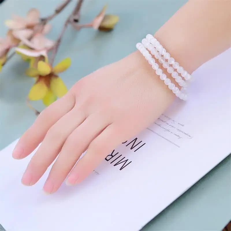 Bracciale triplo cerchio in selenite bianca naturale da 6 mm, pietra preziosa, cristallo, perline curative, donna, uomo, gioielleria raffinata, regalo 1 pz