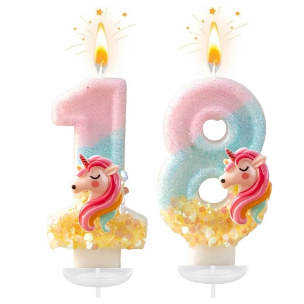 New 0-9 Number Birthday Candles original rainbow unicorn birthday cake digital party candle decoration