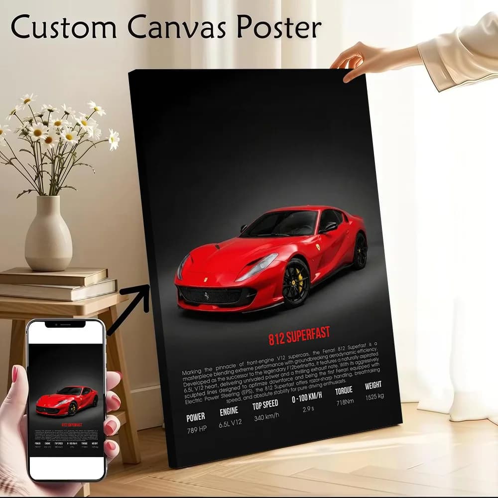 Supercar 812 Superfast Printed Canvas Poster Personalized High Quality Wall Art Paintings for Living Room Decorations Home Decor