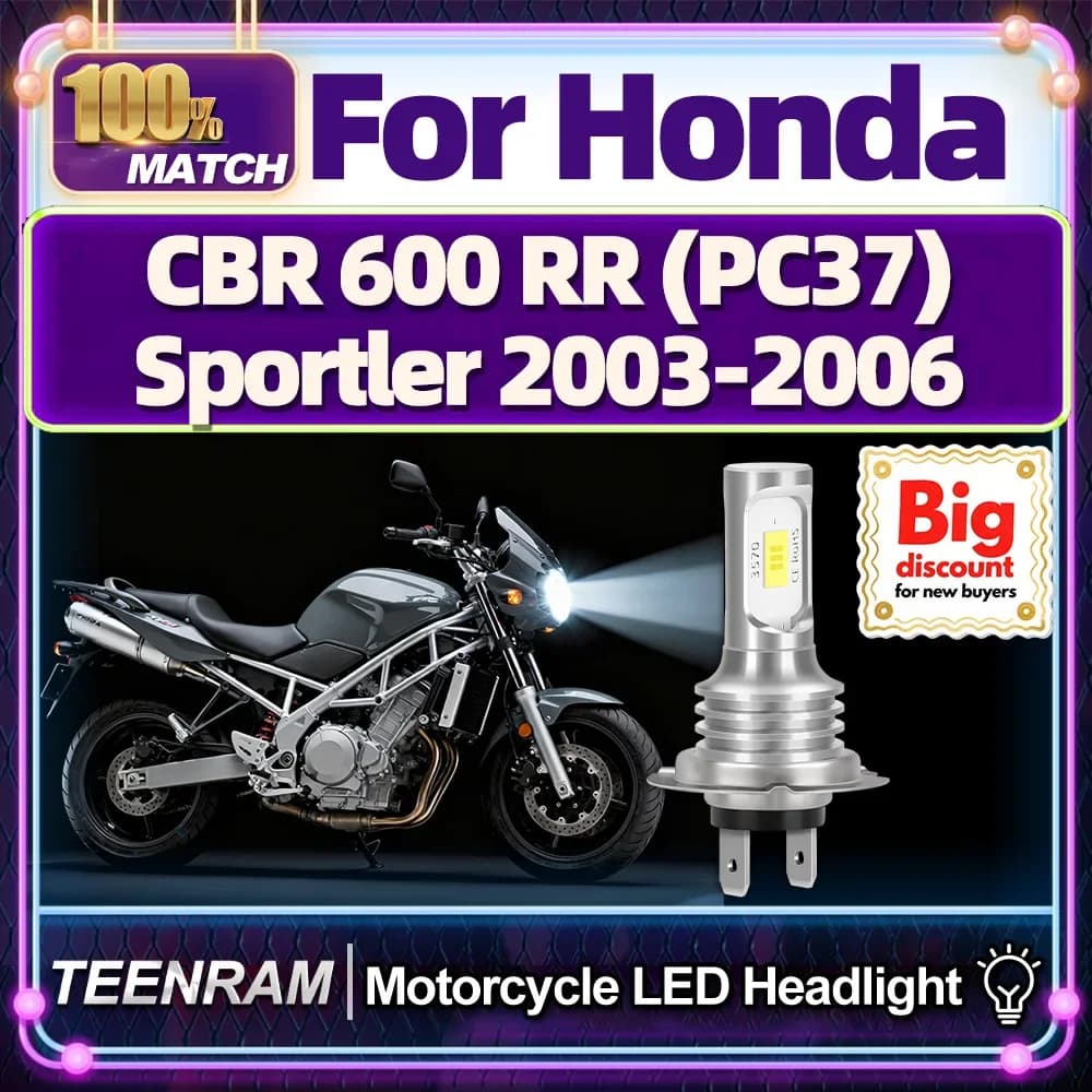 Roadsun Per Honda CBR 600 RR (PC37) Sportler 2003-2006 Lampadine per fari a LED per moto Plug And Play Hi/Lo Fiale per moto