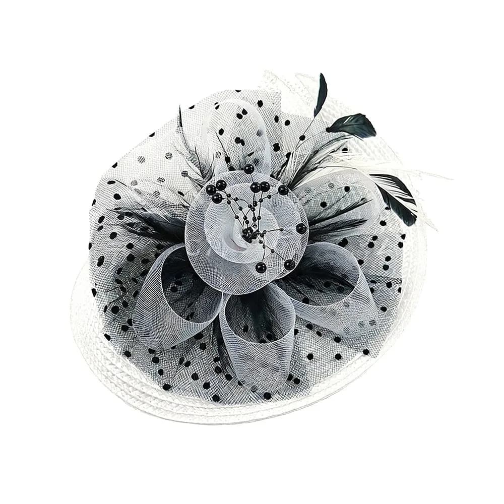 Nuovo Fascinator con Nastri a Rete, Fiori e Piume, Elegante Copricapo con Fiocchi per Donna, Ideale per Trucco e Serate di Gala