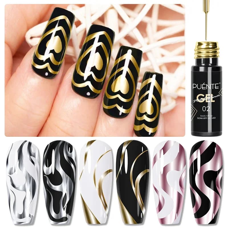 Smalto gel con rivestimento per pittura metallizzata argentata dorata da 5 ml Vernice semipermanente con effetto specchio cromato per una splendida nail art francese