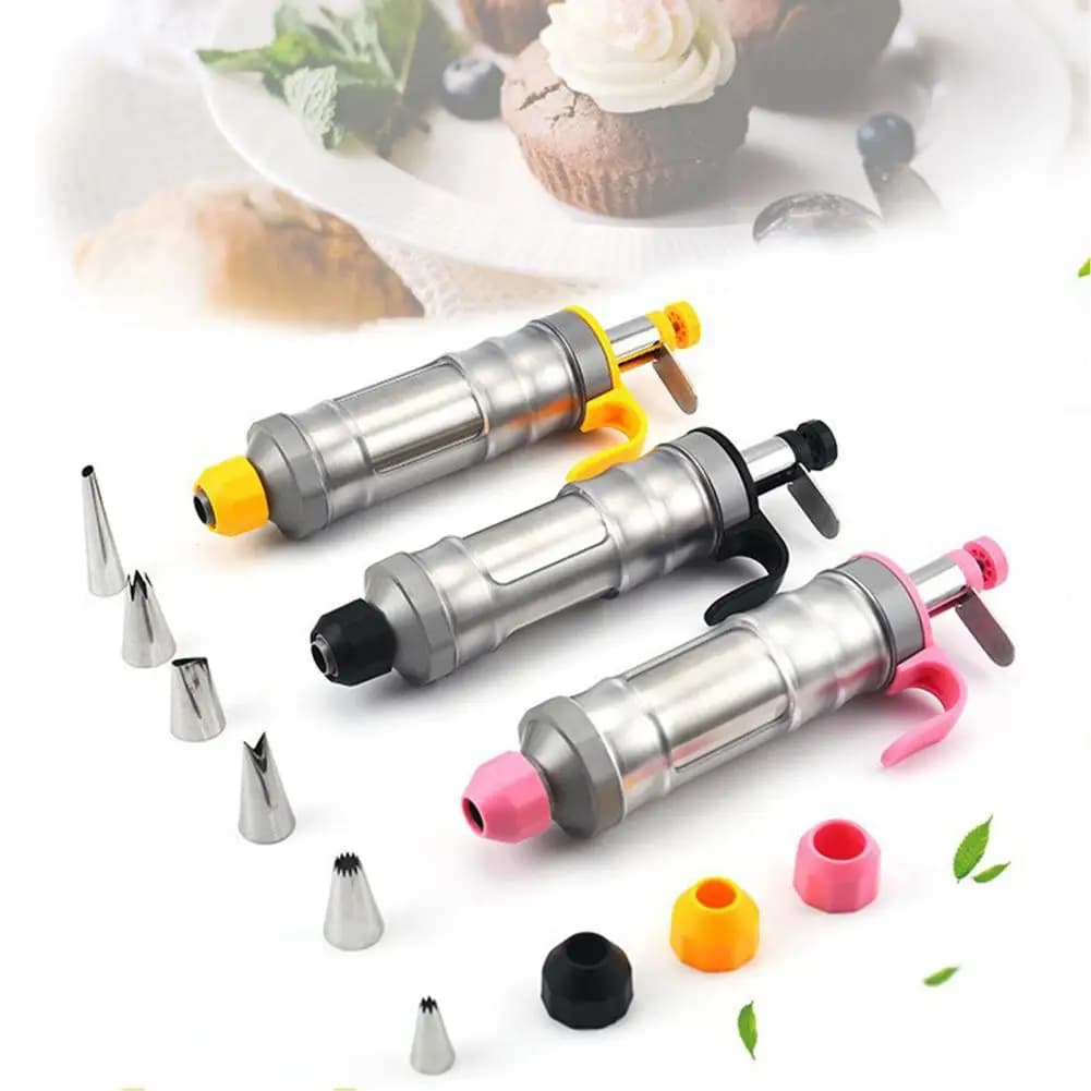 Decorative Nozzles for Cakes Stainless Steel Icing Dispenser with Nozzles Reusable Cookie Press Frosting Piping Set for Cookies