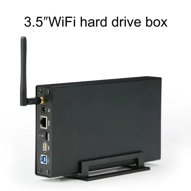 Blueendless Custodia per HDD wireless Scatola di archiviazione di rete NAS portatile Server Wi-Fi USB 3.0 super veloce Porte Ethernet RJ-45 da 3,5"