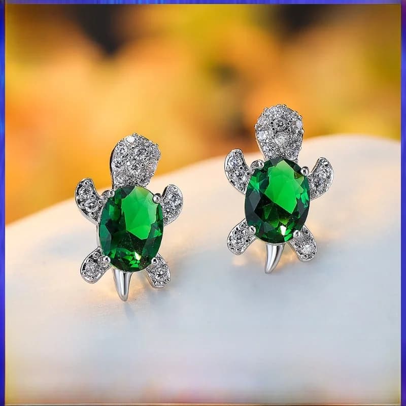 New Faion Creative Turtle Zircon Women's Earrings Diamond Embedded Animal Ear Jewelry Gold Plated Artificial Gemstone