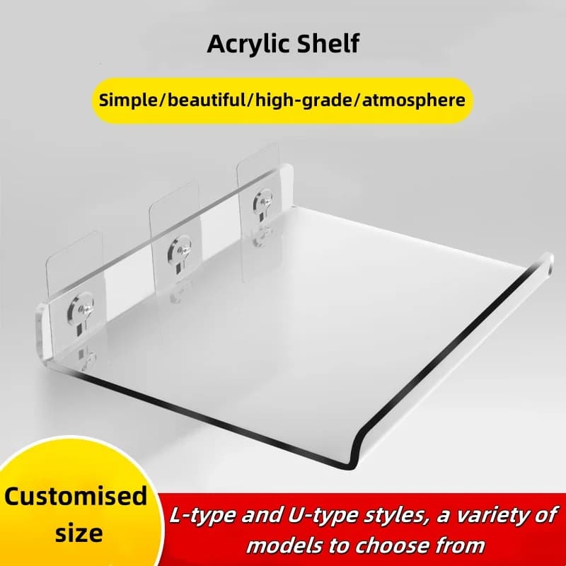 Wall Acrylic Storage Shelf Removable Bathroom Shower Organizer Kitchen Accessories & Wardrobe Self-adhesive Storage Shelf