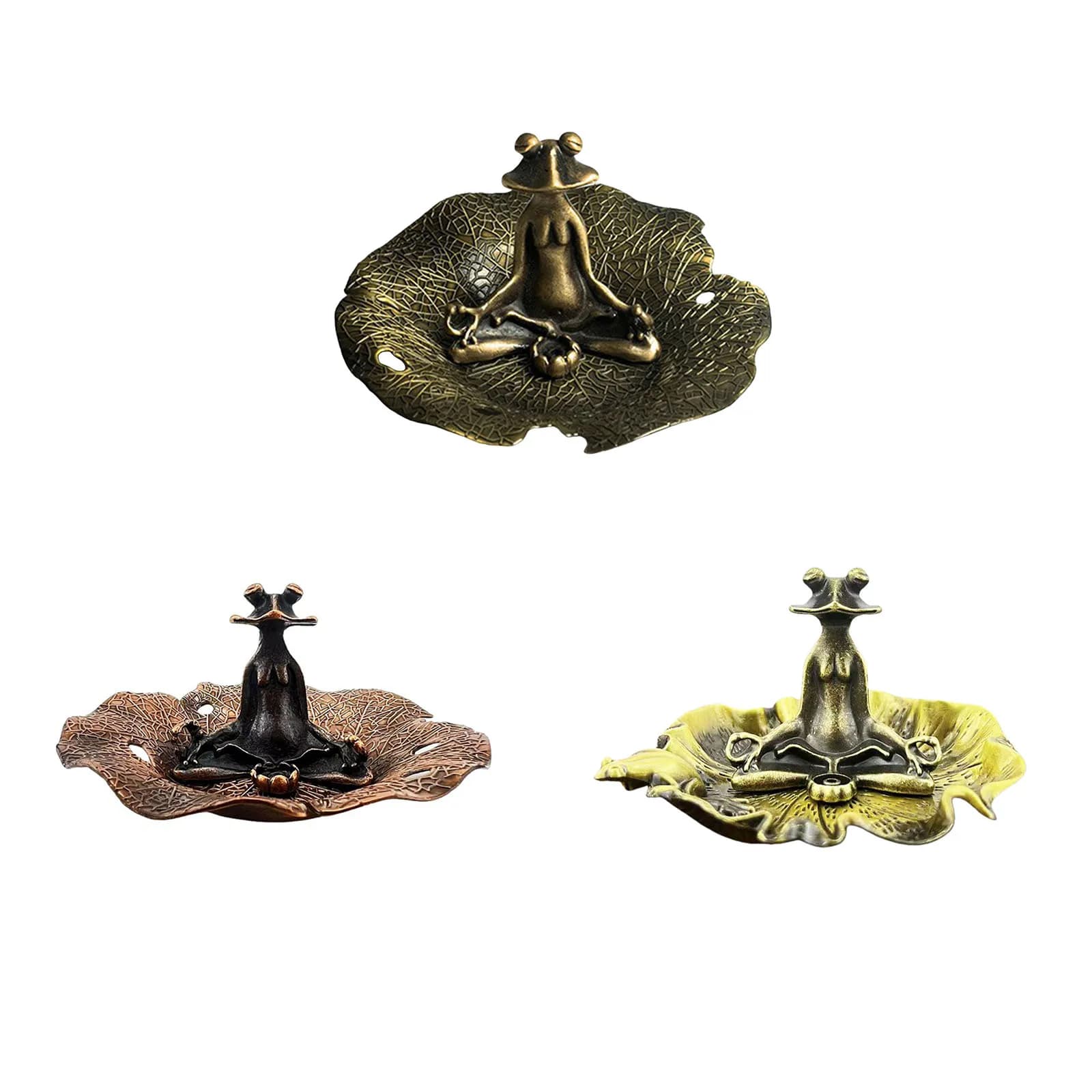 Creative Frog Tea Pet with Lotus Leaf Base Set Incenses Burner Ornament Multi-Purpose for Office Desktop Tea Table Decoration