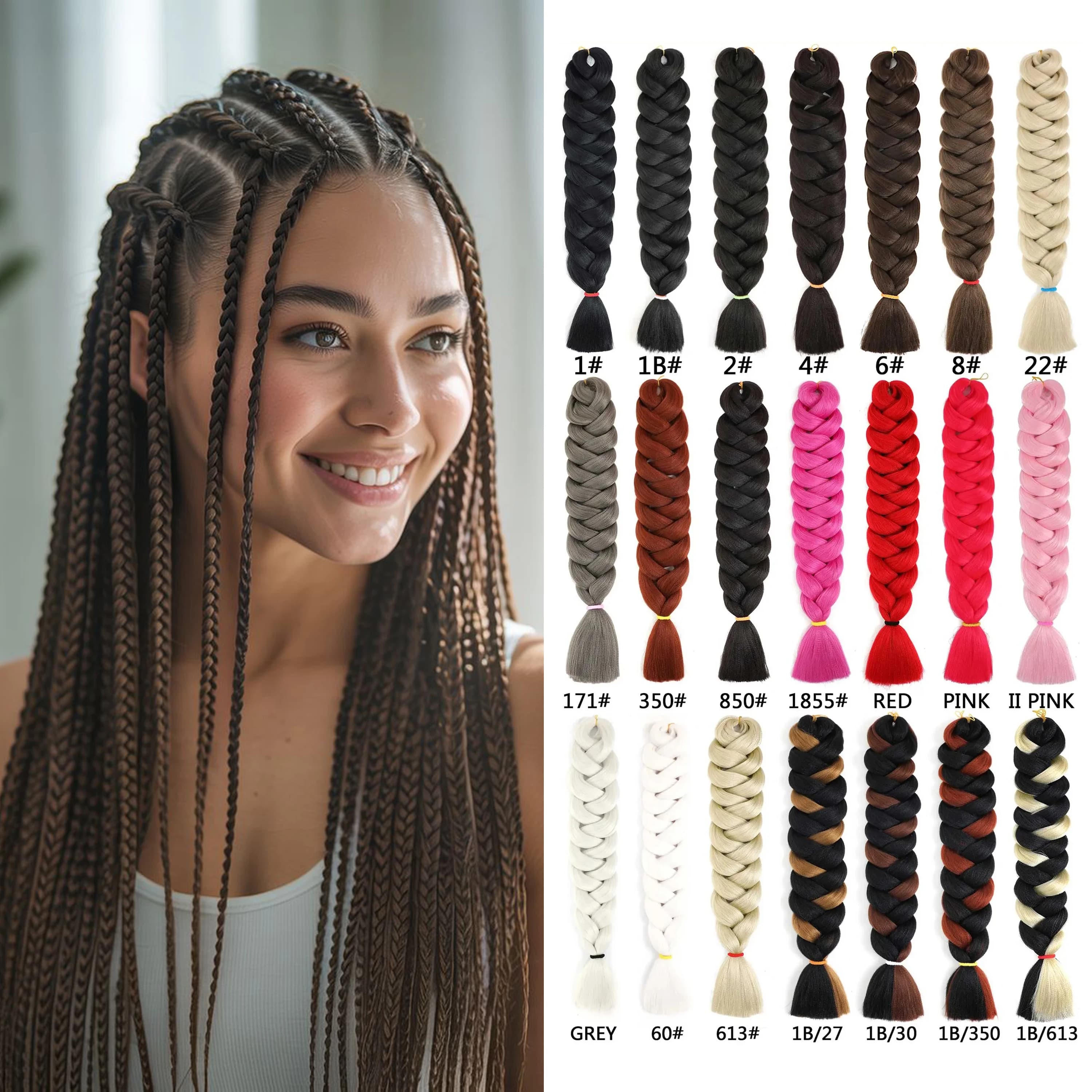 VEYDA Jumbo Extension per capelli intrecciati da 82 pollici, treccia sintetica resistente alle alte temperature per donna, trecce a croce, capelli all'uncinetto