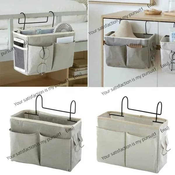 New Storage Basket Hanging Storage Rack Bed Remote Control Bookshelf Dormitory Storage Bag Stand with Hook Bedside Pocket