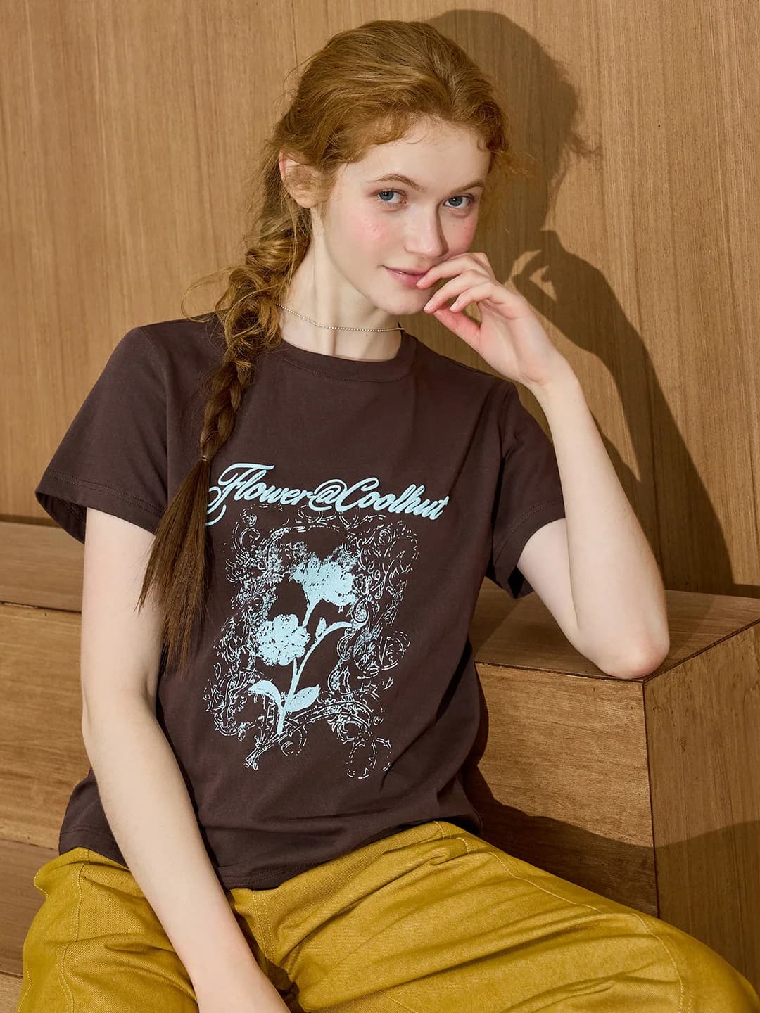 Coolhut Vintage Floral Print Slim Fit Shoulder Women's T-Shirt New Arrival Casual Style Cotton Polyester Blend Short Sleeve