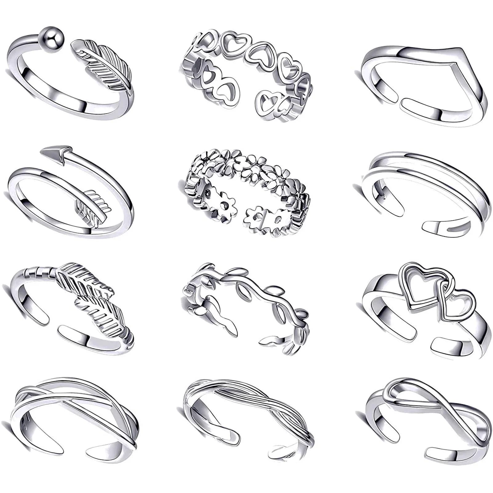 12 anelli per piedi con fiore e freccia, design accattivante e accattivante, anello per piedi per San Valentino, regalo di Natale