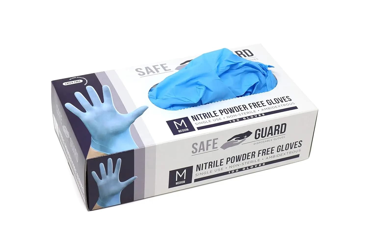 Guanti Monouso in Nitrile Senza Polvere, Grado Alimentare, Senza Lattice, Taglia Media, 100 Pezzi