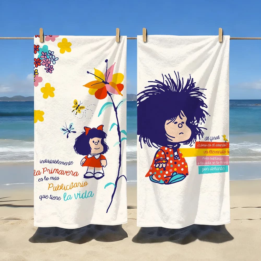 Simpatico asciugamano con cartoni animati di Mafalda, morbido, ideale per piscina, viaggi, palestra, doccia, campeggio, sport, ad asciugatura rapida, grande, per la spiaggia