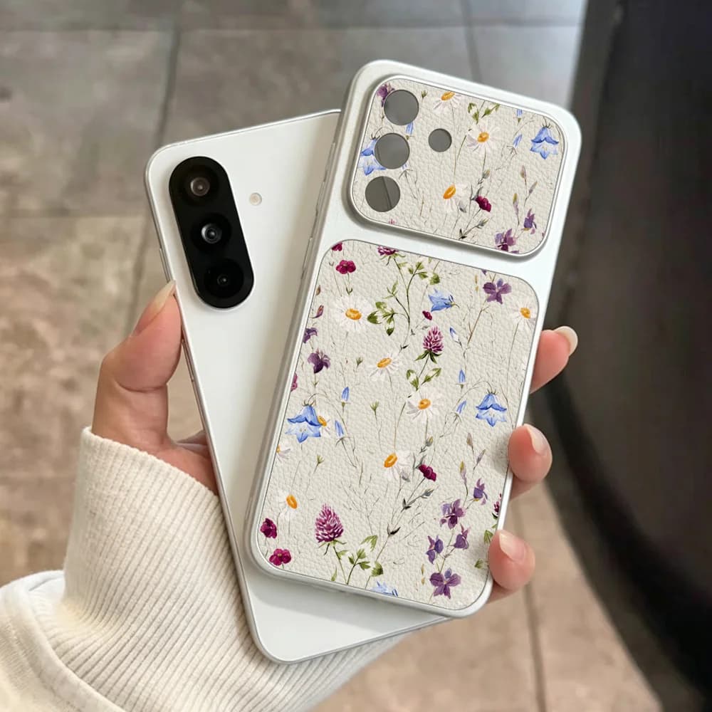 Custodia per telefono con motivo floreale in pelle Lychee per Samsung A57 A56 5G A16 A55 A37 A17 A54 A53 A36 A06 A07 A26 S26 Ultra S25 S23 S24 FE
