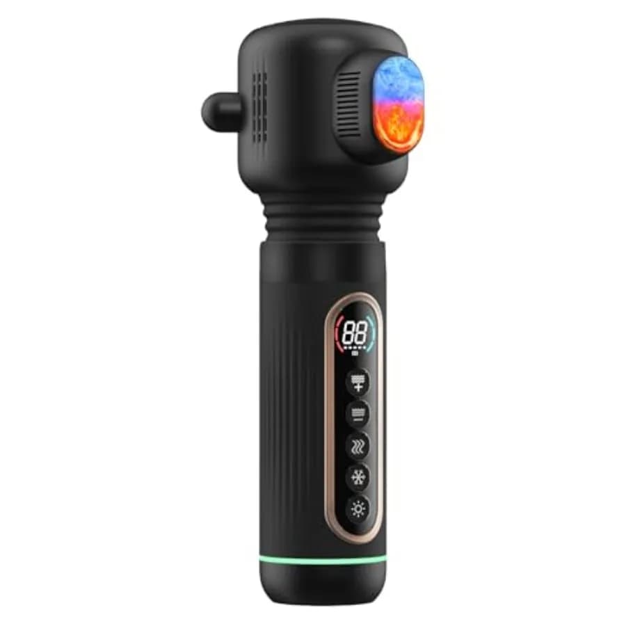 Portable Vibrant Massage Gun with Heat, Cold and Red Light, Deep Vibration Massage for Muscle Pain on All Body