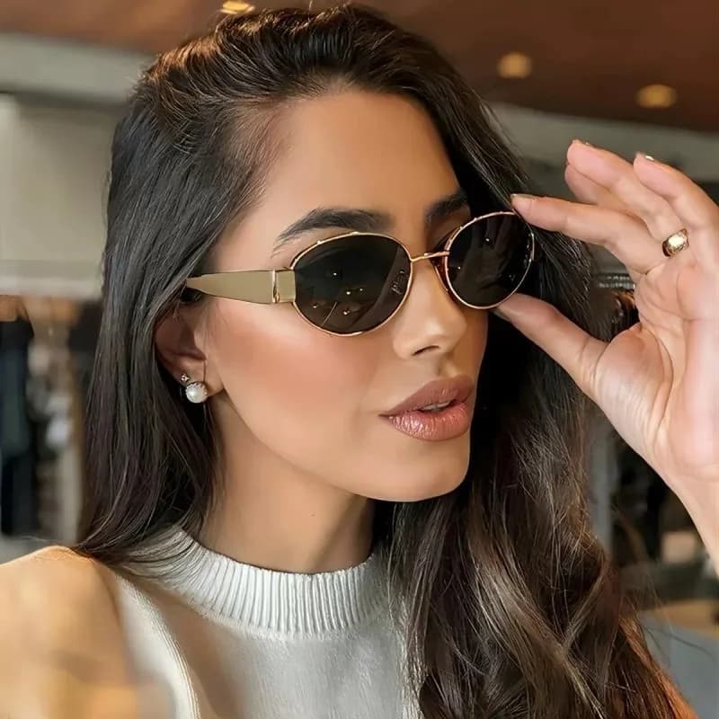 Cross-border hot-selling summer old money wind sun protection UV protection oval sunglasses fashionable wear concave sunglasses