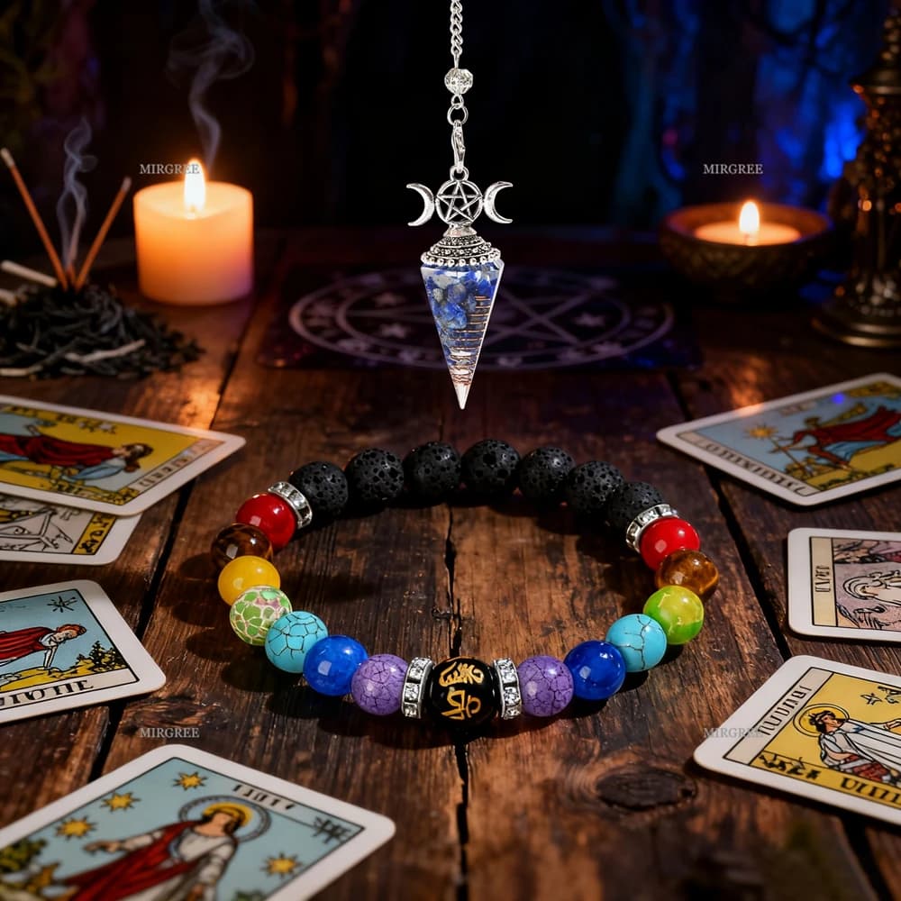 Kit braccialetto chakra curativo e pendolo da 2 pezzi per crescita spirituale, meditazione e energia spirituale