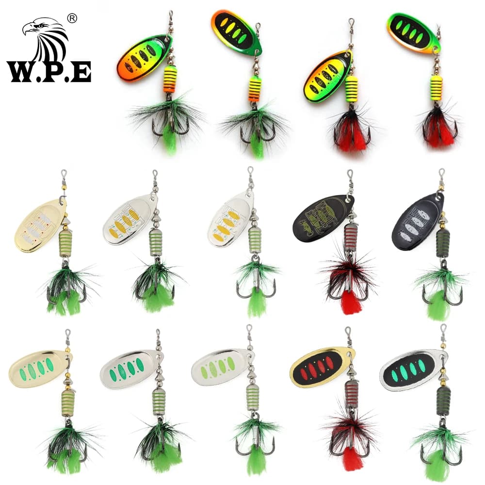 W.P.E KOMODO Filatore di Richiamo 2pcs 7.5g/12.5g/16.5g Full Metal Duro Richiamo di Pesca esca Cucchiaio di Richiamo di Pesca Wobbler Pesca