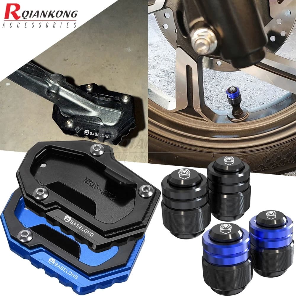 2023-2024-2025 Piastra di estensione per cavalletto laterale moto e tappi valvola pneumatici per BMW R1300GS R 1300 GS ADV R1300 GSA