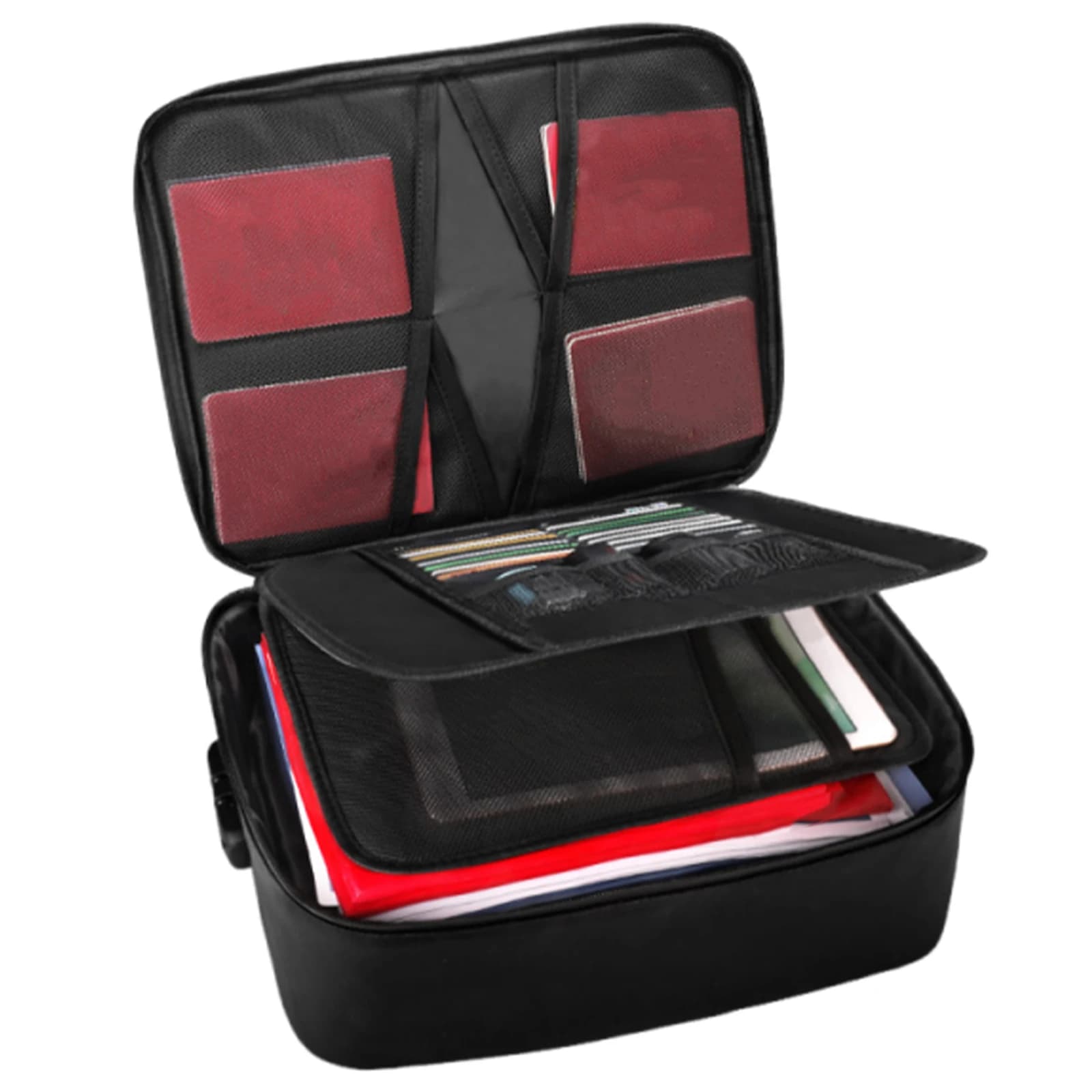 Borsa Portadocumenti Ignifuga con Cerniera Resistente all'Acqua, Organizer Portatile da Viaggio e Casa per Ufficio, Laptop, Documenti, Regali