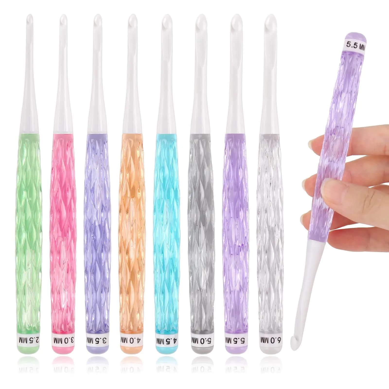 8 pieces/set kit of colorful crochet hooks ergonomics for beginners knitting tool for diy knitting