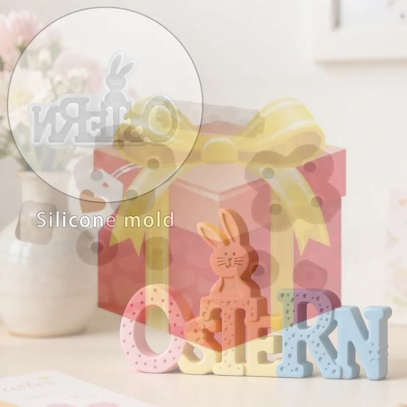 Stampo in Silicone per Ornamenti a Forma di Coniglio Pasquale, per Creazioni Fai-da-Te in Gesso, Resina e Argilla, Decorazione Festiva per la Casa